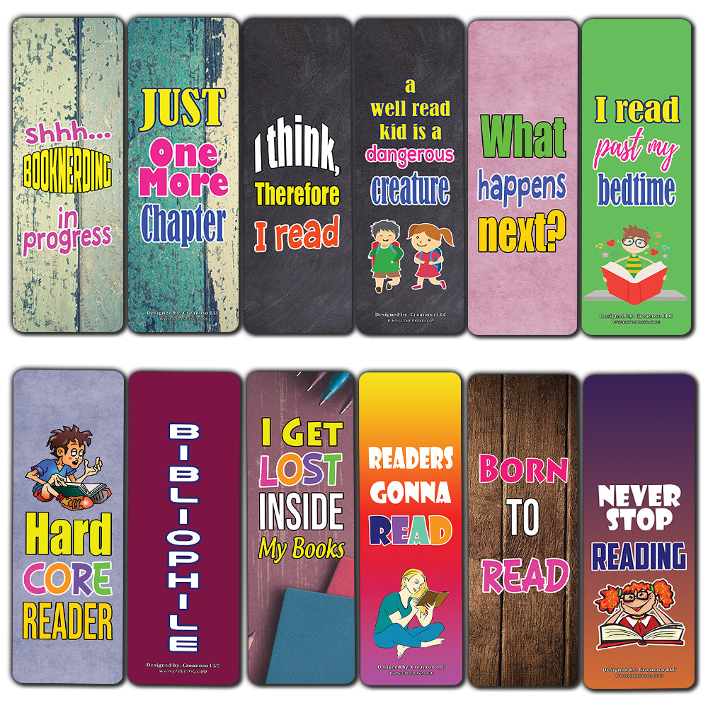 Creanoso Hard Core Reader Bookmarks for Kids (60-Pack) ÃƒÂ¢Ã¢â€šÂ¬Ã¢â‚¬Å“ Premium Gift Set ÃƒÂ¢Ã¢â€šÂ¬Ã¢â‚¬Å“ Awesome Bookmarks for Boys Girls ÃƒÂ¢Ã¢â€šÂ¬Ã¢â‚¬Å“ Six Bulk Assorted Bookmarks Designs ÃƒÂ¢Ã¢â€šÂ¬Ã¢â‚¬Å“ Cool Giveaways for Children ÃƒÂ¢Ã¢â€šÂ