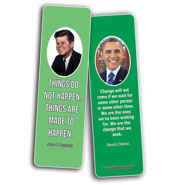 Creanoso President Quotes Bookmarks  Premium Designs Bulk Assorted Bookmarker Cards Pack  Awesome History School Lesson Learning Collection Set  Presidential Sayings Page Marker