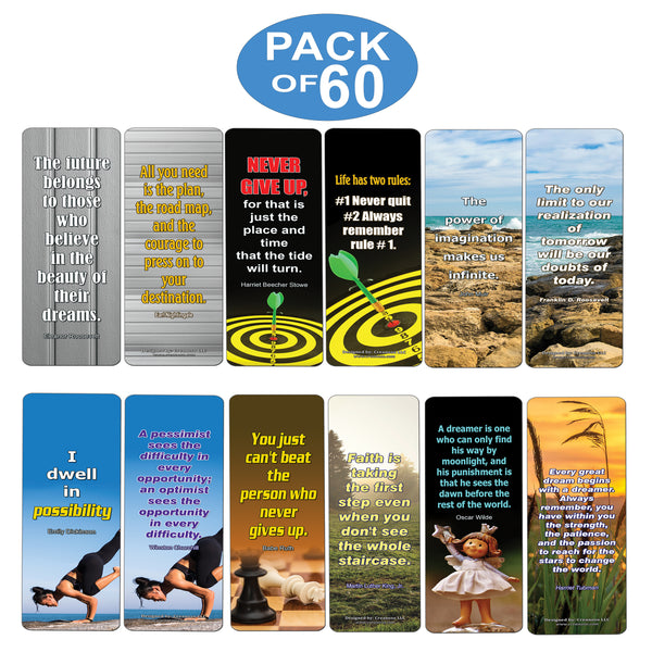 Motivational Quotes to Help You Achieve Your Dreams Bookmarks (60-Pack)