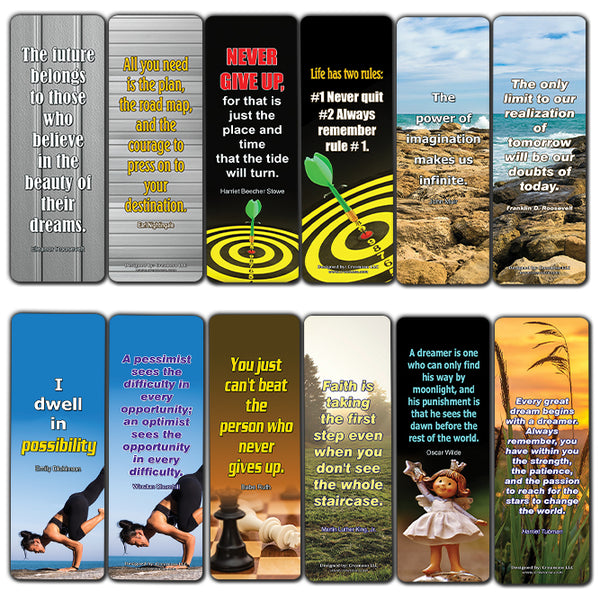 Motivational Quotes to Help You Achieve Your Dreams Bookmarks (60-Pack)