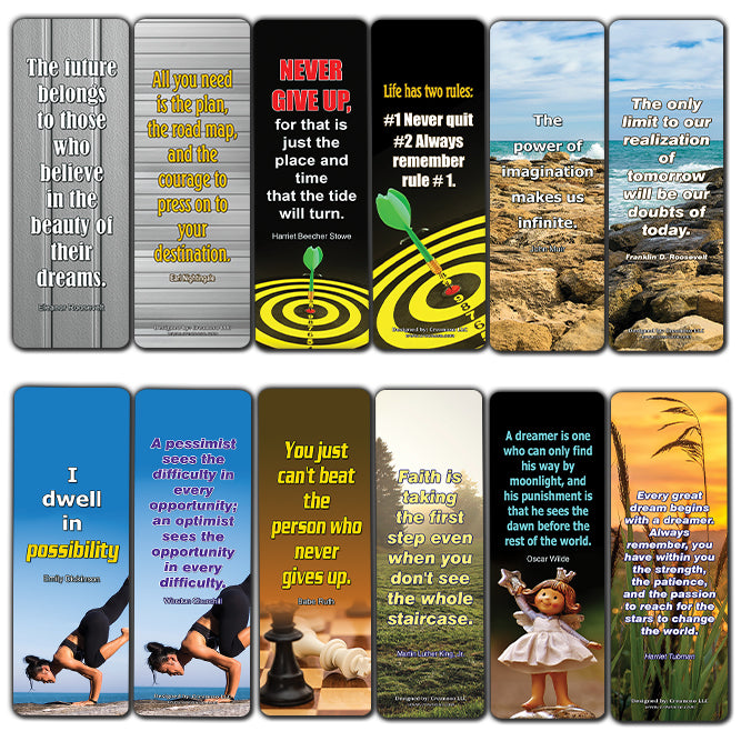 Motivational Quotes to Help You Achieve Your Dreams Bookmarks (30-Pack)