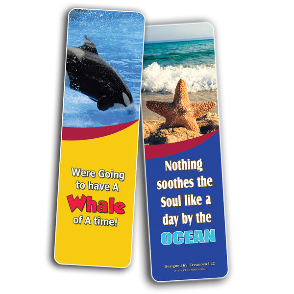 Creanoso Ocean Animals Kids Bookmarks  Sea Animal Theme Reading Bookmarker Cards  Stocking Stuffers Gift for Kids, Children, Boys & Girls  Teacher and Classroom Rewards  School Gifts Set