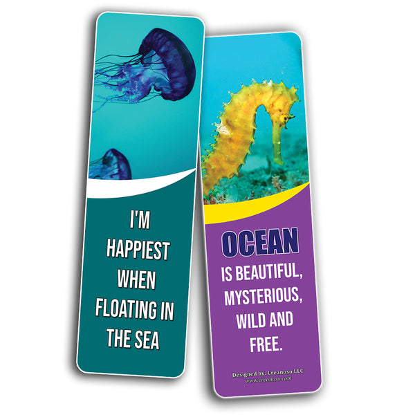 Creanoso Ocean Animals Kids Bookmarks  Sea Animal Theme Reading Bookmarker Cards  Stocking Stuffers Gift for Kids, Children, Boys & Girls  Teacher and Classroom Rewards  School Gifts Set
