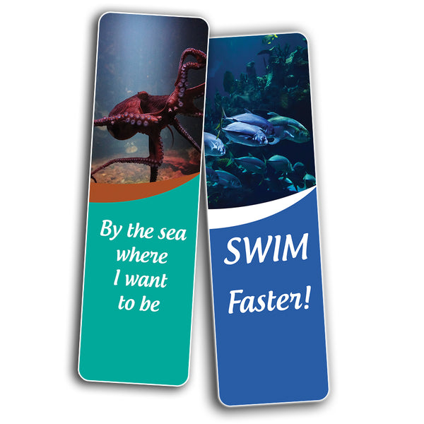 Creanoso Ocean Animals Kids Bookmarks  Sea Animal Theme Reading Bookmarker Cards  Stocking Stuffers Gift for Kids, Children, Boys & Girls  Teacher and Classroom Rewards  School Gifts Set
