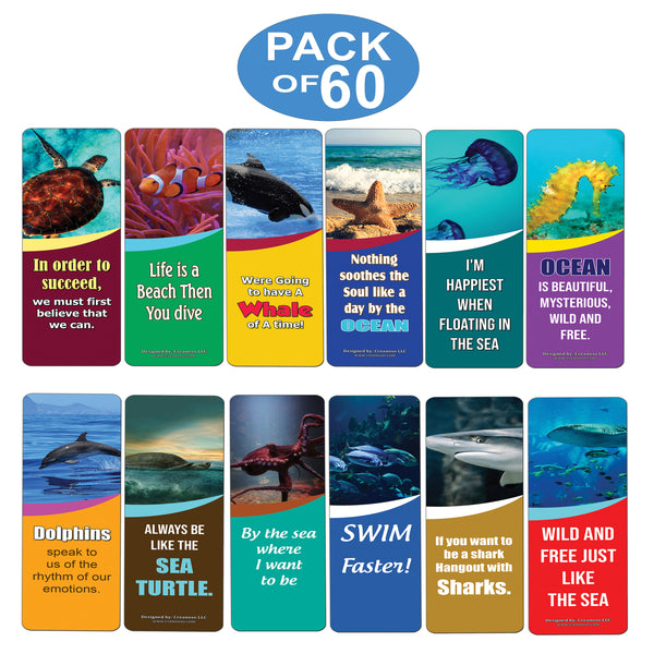 Creanoso Ocean Animals Kids Bookmarks  Sea Animal Theme Reading Bookmarker Cards  Stocking Stuffers Gift for Kids, Children, Boys & Girls  Teacher and Classroom Rewards  School Gifts Set