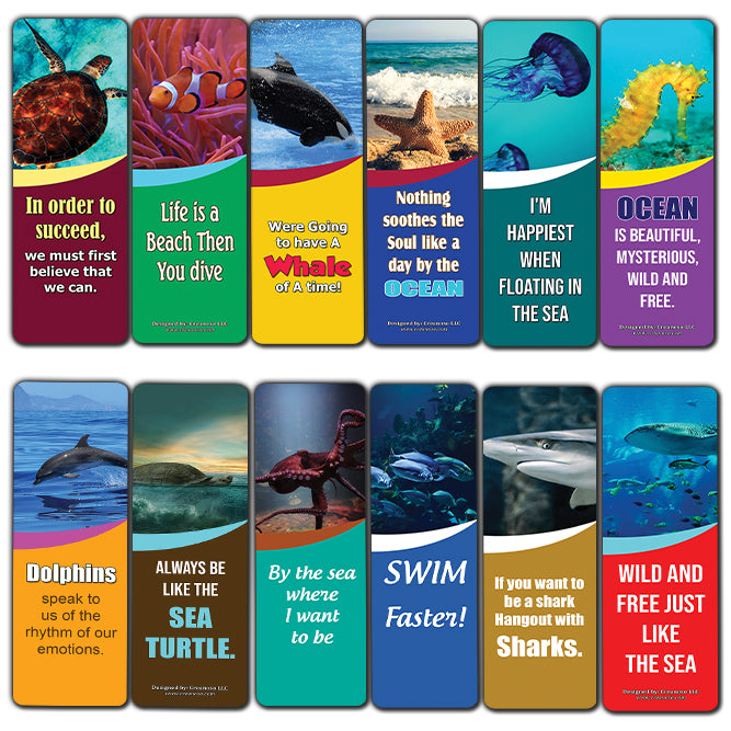 Creanoso Ocean Animals Kids Bookmarks  Sea Animal Theme Reading Bookmarker Cards  Stocking Stuffers Gift for Kids, Children, Boys & Girls  Teacher and Classroom Rewards  School Gifts Set