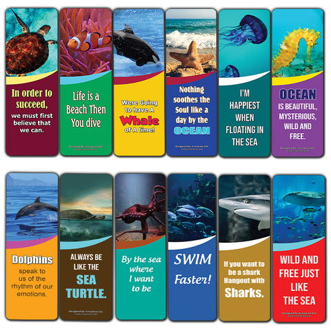Creanoso Ocean Animals Kids Bookmarks  Sea Animal Theme Reading Bookmarker Cards  Stocking Stuffers Gift for Kids, Children, Boys & Girls  Teacher and Classroom Rewards  School Gifts Set