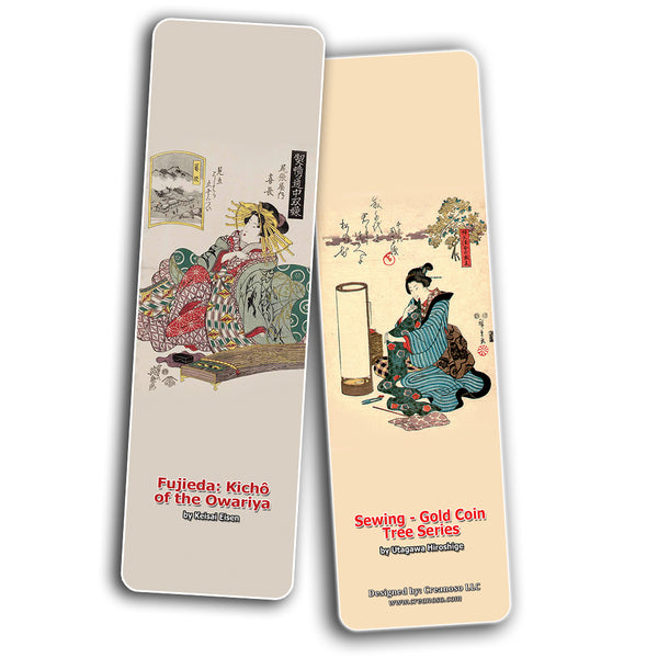 Creanoso Japanese Ladies Bookmarks (30-Pack) Oiran Geisha Kimono Woodblock Print - Stocking Stuffers Gift for Men & Women, Teens - Awesome Art Bookmark Collection ÃƒÂ¢Ã¢â€šÂ¬Ã¢â‚¬Å“ Inspiring Art Impressions