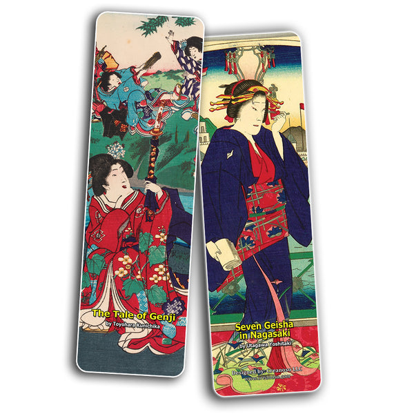 Creanoso Japanese Ladies Bookmarks (30-Pack) Oiran Geisha Kimono Woodblock Print - Stocking Stuffers Gift for Men & Women, Teens - Awesome Art Bookmark Collection ÃƒÂ¢Ã¢â€šÂ¬Ã¢â‚¬Å“ Inspiring Art Impressions
