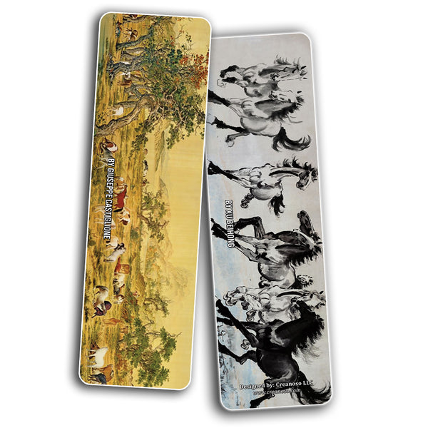 Creanoso Horse Chinese Painting Bookmarks  Awesome Bookmarks for Men, Women, Teens  Six Bulk Assorted Bookmarks Designs  China Art Impressions Design  Cool Art Paints