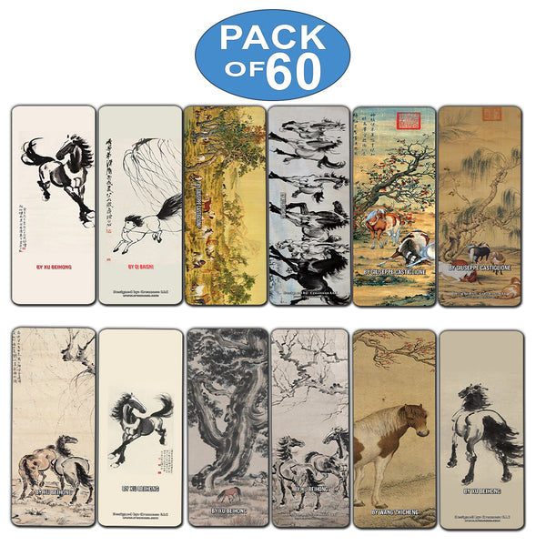 Creanoso Horse Chinese Painting Bookmarks (60-Pack) ÃƒÆ’Ã‚Â¢ÃƒÂ¢Ã¢â‚¬Å¡Ã‚Â¬ÃƒÂ¢Ã¢â€šÂ¬Ã…â€œ Inspirational China Art Impressions Bookmarker Cards ÃƒÆ’Ã‚Â¢ÃƒÂ¢Ã¢â‚¬Å¡Ã‚Â¬ÃƒÂ¢Ã¢â€šÂ¬Ã…â€œ Premium Gift Collection for Men & Women, Teens ÃƒÆ’Ã‚Â¢ÃƒÂ¢Ã¢â‚¬Å¡Ã‚Â¬