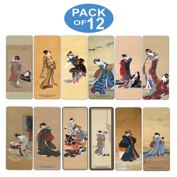 Creanoso Katsushika Hokusai Japanese Ladies Bookmarks  Awesome Bookmarks for Men, Women, Teens  Six Bulk Assorted Bookmarks Designs  Japan Art Impressions Design  Cool Art Paints