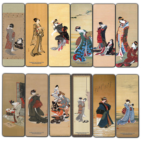 Creanoso Katsushika Hokusai Japanese Ladies Bookmarks  Awesome Bookmarks for Men, Women, Teens  Six Bulk Assorted Bookmarks Designs  Japan Art Impressions Design  Cool Art Paints