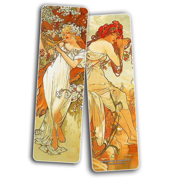 Vintage Bookmarks Cards - Alphonse Mucha Art Nouveau (30-Pack) - Stocking Stuffers Gift for Men & Women, Teens - Inspiring Art Party Favors Classroom Decor Rewards Incentive