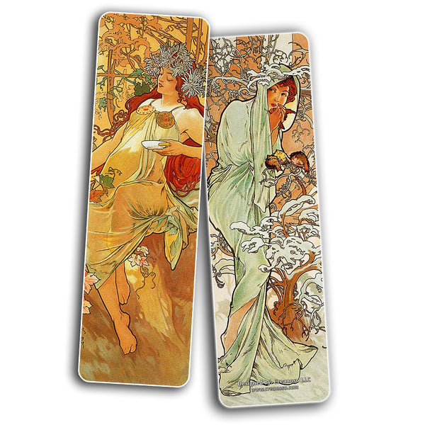 Vintage Bookmarks Cards - Alphonse Mucha Art Nouveau (30-Pack) - Stocking Stuffers Gift for Men & Women, Teens - Inspiring Art Party Favors Classroom Decor Rewards Incentive