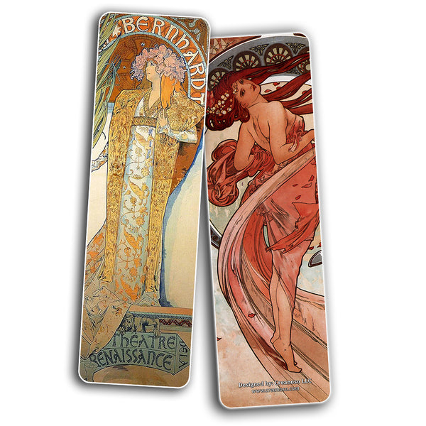 Vintage Bookmarks Cards - Alphonse Mucha Art Nouveau (30-Pack) - Stocking Stuffers Gift for Men & Women, Teens - Inspiring Art Party Favors Classroom Decor Rewards Incentive