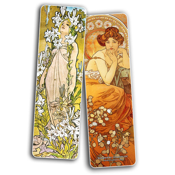 Vintage Bookmarks Cards - Alphonse Mucha Art Nouveau (30-Pack) - Stocking Stuffers Gift for Men & Women, Teens - Inspiring Art Party Favors Classroom Decor Rewards Incentive