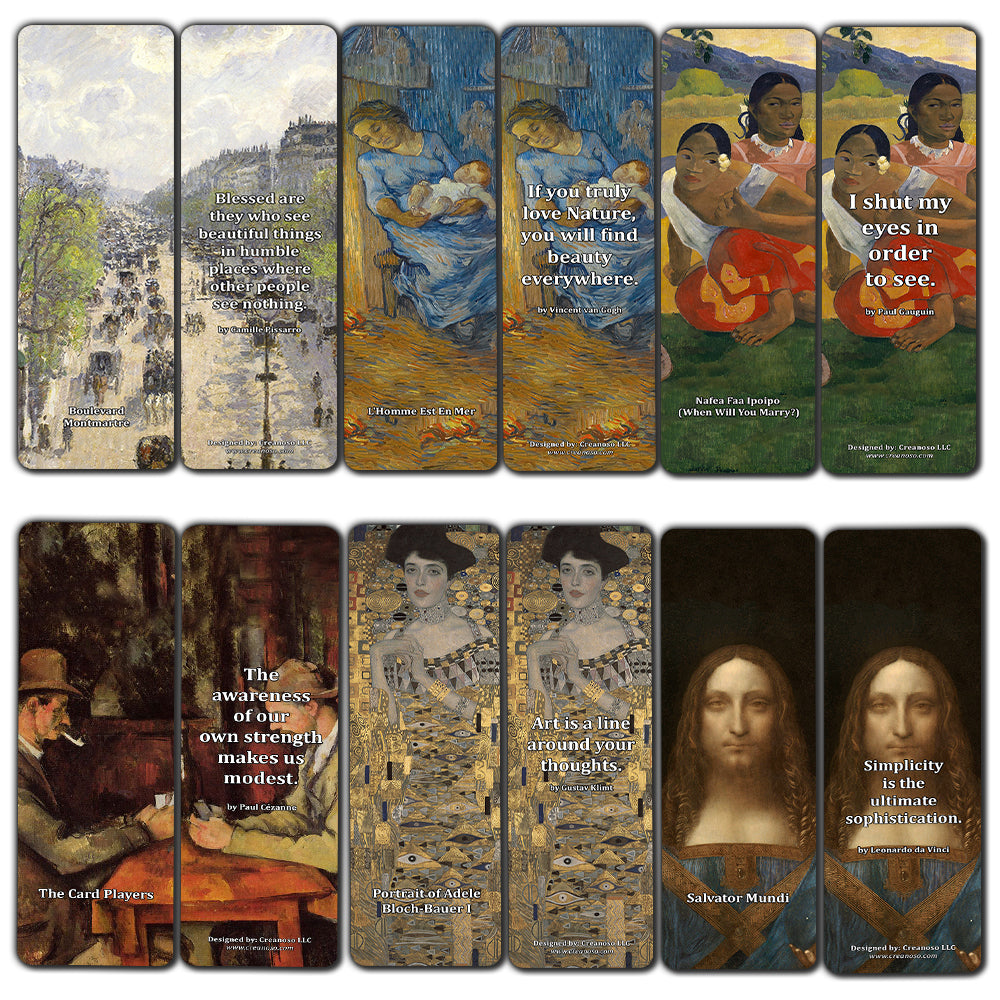 Creanoso Vintage Cards Famous Paintings Bookmarks Set (60-Pack) ÃƒÆ’Ã‚Â¢ÃƒÂ¢Ã¢â‚¬Å¡Ã‚Â¬ÃƒÂ¢Ã¢â€šÂ¬Ã…â€œ Most Expensive Impressionists Art Van Gogh Klimt Salvator Mundi Paul Gauguin ÃƒÆ’Ã‚Â¢ÃƒÂ¢Ã¢â‚¬Å¡Ã‚Â¬ÃƒÂ¢Ã¢â€šÂ¬Ã…â€œ Stocking Stuffers for or Men Women