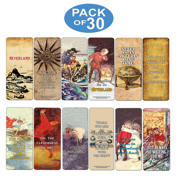 Creanoso Peter Pan Quotes Bookmarks  Unique Art Print Design  Awesome Bookmarks for Bookworms, Men, Women  Six Assorted Bookmarks Designs  Page Book Clipping Wall Decal