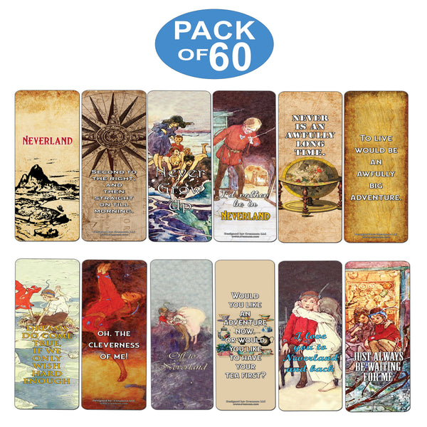 Creanoso Peter Pan Quotes Bookmarks  Unique Art Print Design  Awesome Bookmarks for Bookworms, Men, Women  Six Assorted Bookmarks Designs  Page Book Clipping Wall Decal