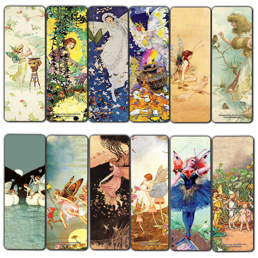 Creanoso Fairies Bookmarks  Unique Art Print Design  Awesome Bookmarks for Bookworms, Men, Women  Six Assorted Bookmarks Designs  Page Book Clipping Wall Decal