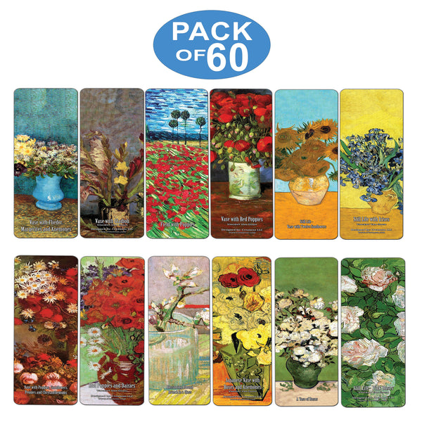 Creanoso Van Gogh Flower Painting Bookmarks  Unique Art Print Design  Awesome Bookmarks for Bookworms, Men, Women  Assorted Bookmarks Designs  Page Book Clipping Wall Decal