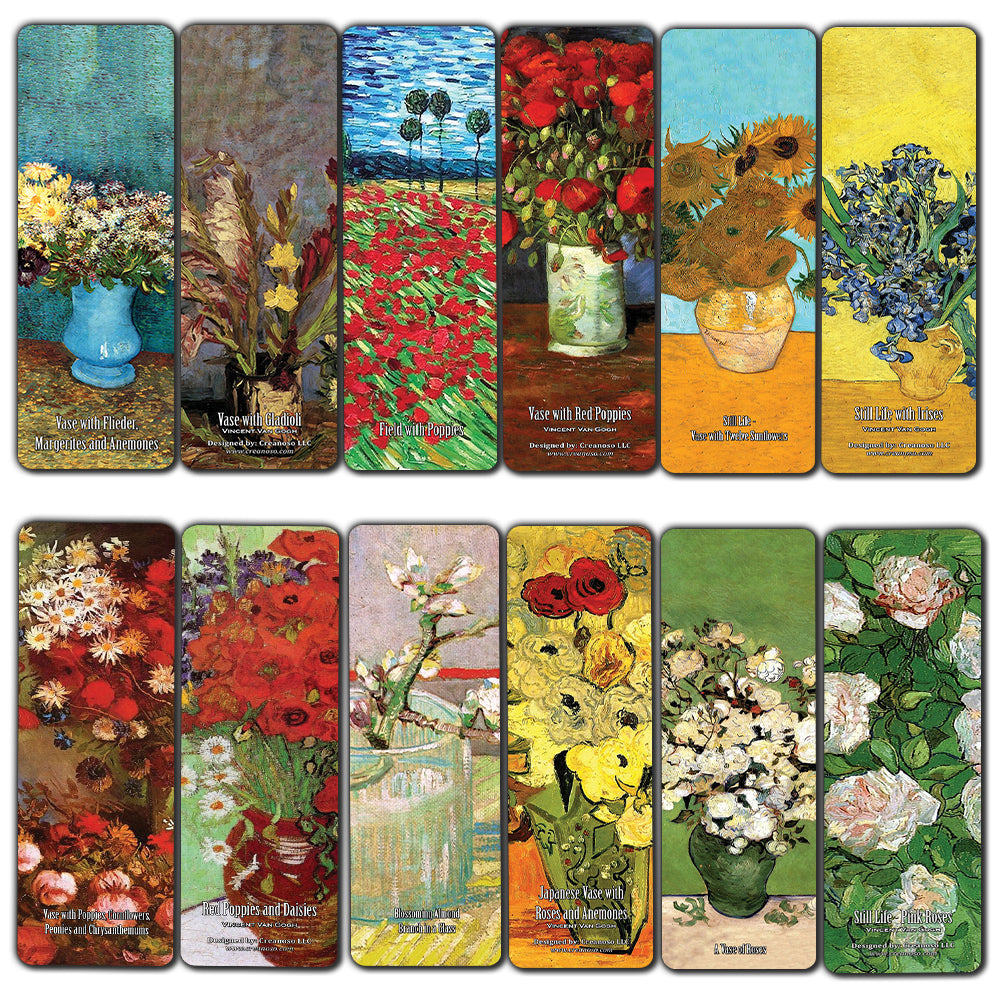 Creanoso Van Gogh Flower Painting Bookmarks  Unique Art Print Design  Awesome Bookmarks for Bookworms, Men, Women  Assorted Bookmarks Designs  Page Book Clipping Wall Decal