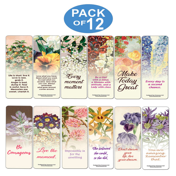 Creanoso Beautiful Floral Bookmark  Awesome Book Markers for Men, Women, Adult, Teens  Premium Design Cards for Bookworms  Awesome Book Page Clipper  Great Stocking Stuffers Gift