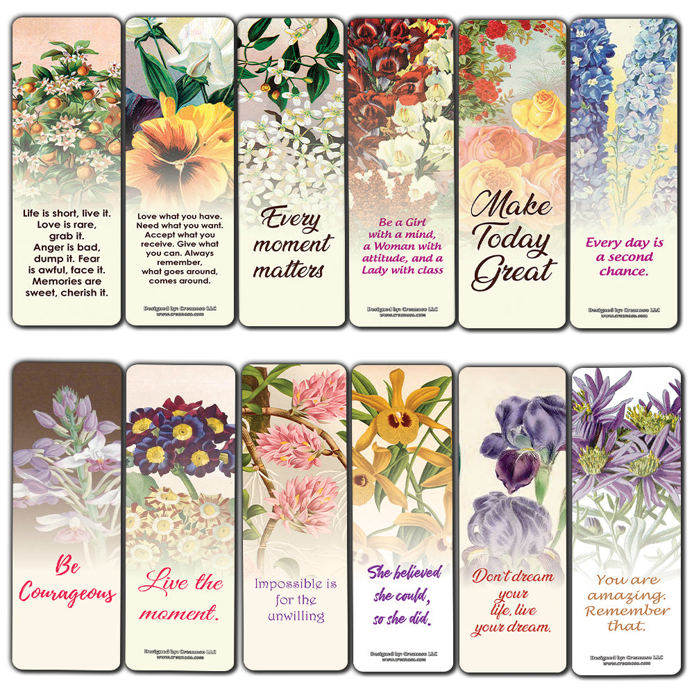 Creanoso Beautiful Floral Inspirational Sayings Bookmarks (60-Pack) ÃƒÆ’Ã‚Â¢ÃƒÂ¢Ã¢â‚¬Å¡Ã‚Â¬ÃƒÂ¢Ã¢â€šÂ¬Ã…â€œ Inspiring Inspirational Sayings Bookmarker Cards ÃƒÆ’Ã‚Â¢ÃƒÂ¢Ã¢â‚¬Å¡Ã‚Â¬ÃƒÂ¢Ã¢â€šÂ¬Ã…â€œ Premium Stocking Stuffer Gift for Men, Women, Teens, Bookw