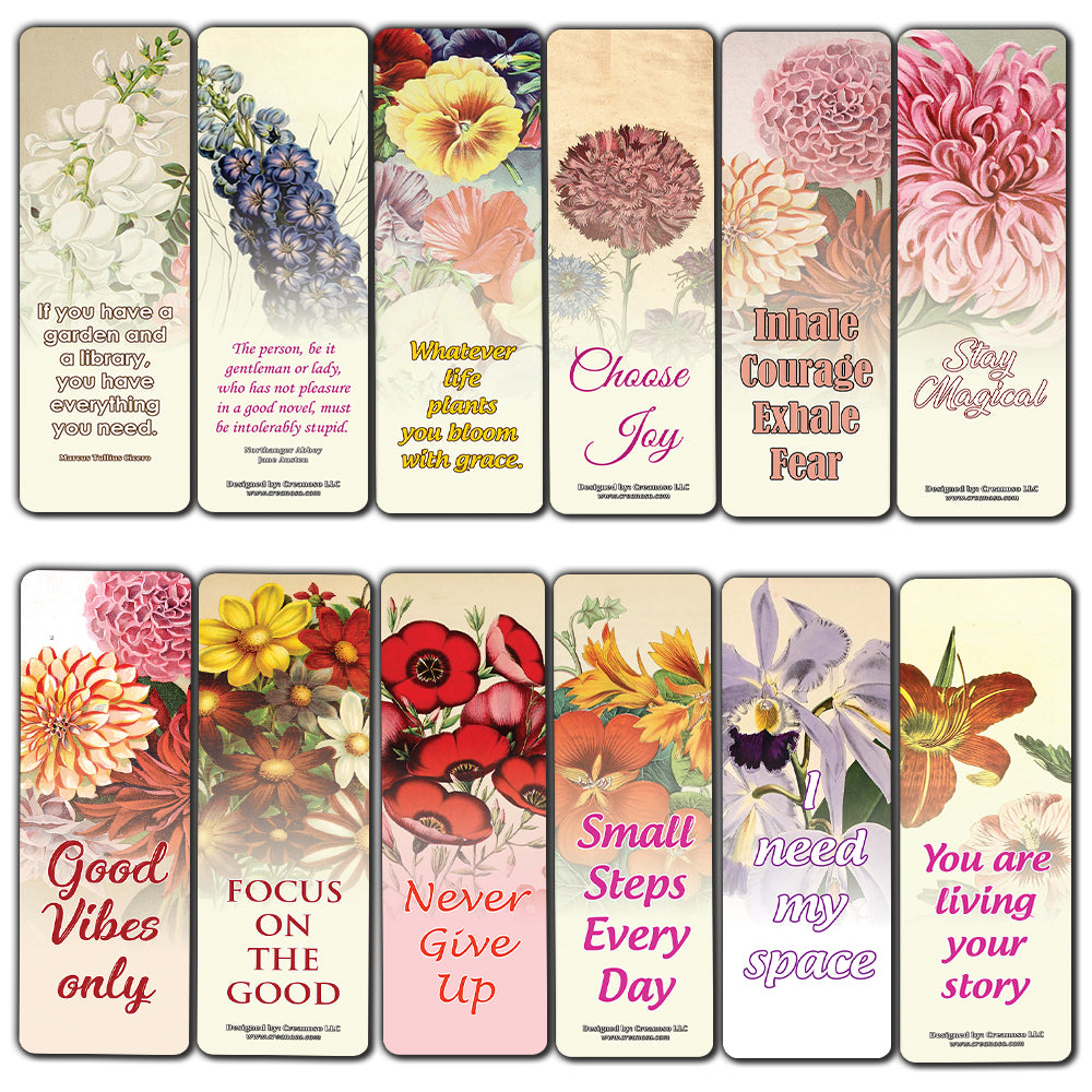 Creanoso Pretty Flower Inspirational Sayings Bookmarks (60-Pack) ÃƒÆ’Ã‚Â¢ÃƒÂ¢Ã¢â‚¬Å¡Ã‚Â¬ÃƒÂ¢Ã¢â€šÂ¬Ã…â€œ Inspiring Inspirational Sayings Bookmarker Cards ÃƒÆ’Ã‚Â¢ÃƒÂ¢Ã¢â‚¬Å¡Ã‚Â¬ÃƒÂ¢Ã¢â€šÂ¬Ã…â€œ Premium Stocking Stuffer Gift for Men, Women, Teens, Bookworm