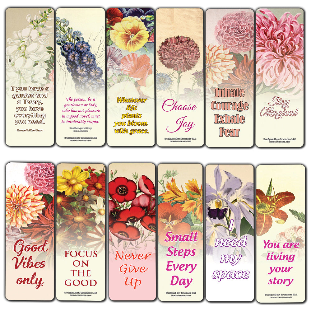 Creanoso Pretty Flower Bookmarks  Awesome Book Markers for Men, Women, Adult, Teens  Premium Design Cards for Bookworms  Awesome Book Page Clipper  Great Stocking Stuffers Gift
