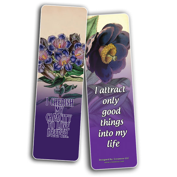 Creanoso Floral Positive Affirmation Sayings Flower Bookmarks - Inspiring Inspirational Book Page Clippers