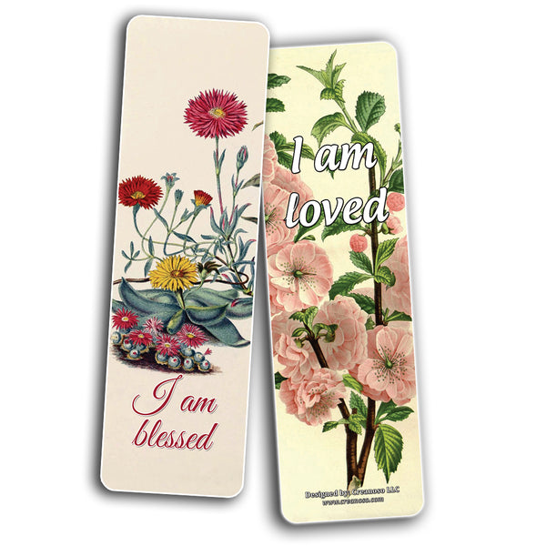 Creanoso Floral Positive Affirmation Sayings Flower Bookmarks - Inspiring Inspirational Book Page Clippers