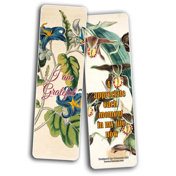 Creanoso Floral Positive Affirmation Sayings Flower Bookmarks - Inspiring Inspirational Book Page Clippers