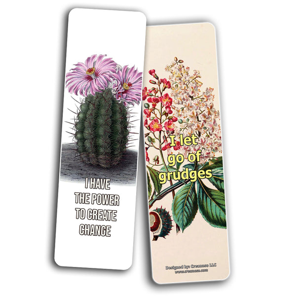 Creanoso Floral Positive Affirmation Sayings Flower Bookmarks - Inspiring Inspirational Book Page Clippers