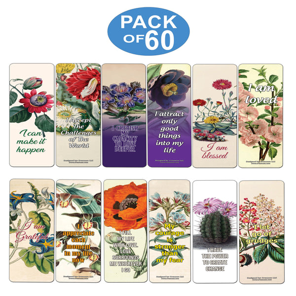 Creanoso Floral Positive Affirmation Sayings Flower Bookmarks - Inspiring Inspirational Book Page Clippers