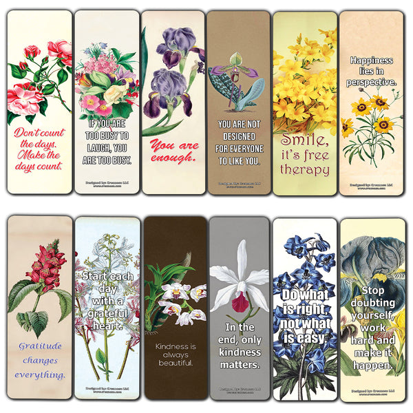 Creanoso Floral Inspirational Bookmarks  Awesome Book Markers for Men, Women, Adult, Teens  Awesome Book Page Clipper  Great Stocking Stuffers Gift for Bookworms