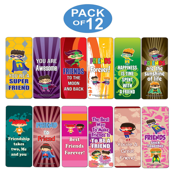 Friendship Bookmarks Cards for Kids Boys Girls (12-Pack) ÃƒÂ¢Ã¢â€šÂ¬Ã¢â‚¬Å“ Friendship Reading Bookmarker - Stocking Stuffers Gift for Children Students ÃƒÂ¢Ã¢â€šÂ¬Ã¢â‚¬Å“ School Teacher Clas sroom Rewards Incentive Party Favors