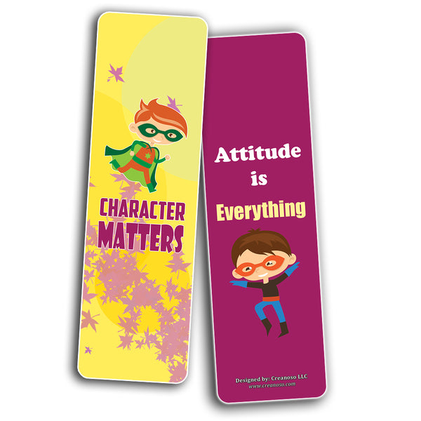 Character Matters Superhero Bookmarks for Kids (12-Pack) ÃƒÂ¢Ã¢â€šÂ¬Ã¢â‚¬Å“ Inspirational Sayings Reading Bookmarker Cards - Stocking Stuffers for Children Boys & Girls ÃƒÂ¢Ã¢â€šÂ¬Ã¢â‚¬Å“ Teacher School Classroom Rewards Incentive