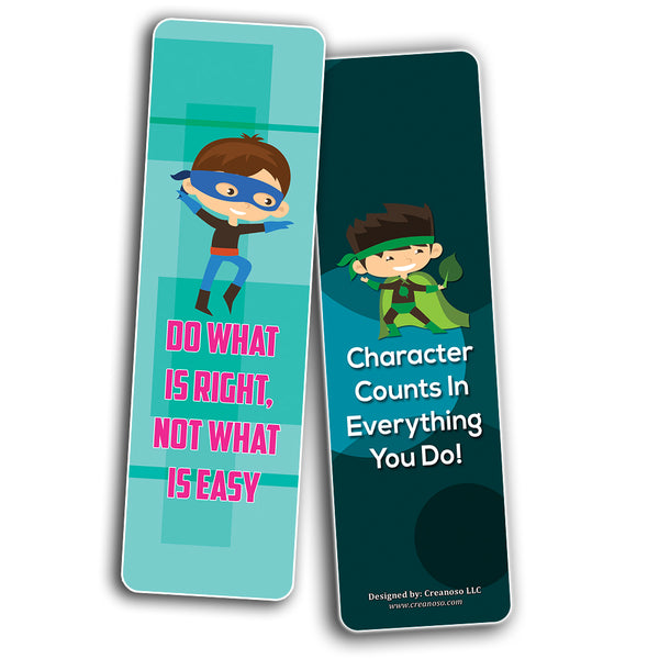 Character Matters Superhero Bookmarks for Kids (12-Pack) ÃƒÂ¢Ã¢â€šÂ¬Ã¢â‚¬Å“ Inspirational Sayings Reading Bookmarker Cards - Stocking Stuffers for Children Boys & Girls ÃƒÂ¢Ã¢â€šÂ¬Ã¢â‚¬Å“ Teacher School Classroom Rewards Incentive