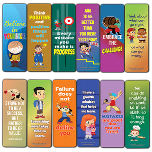 Inspirational Quotes for Kids That Promote Growth Mindset Bookmarks (12-Pack)