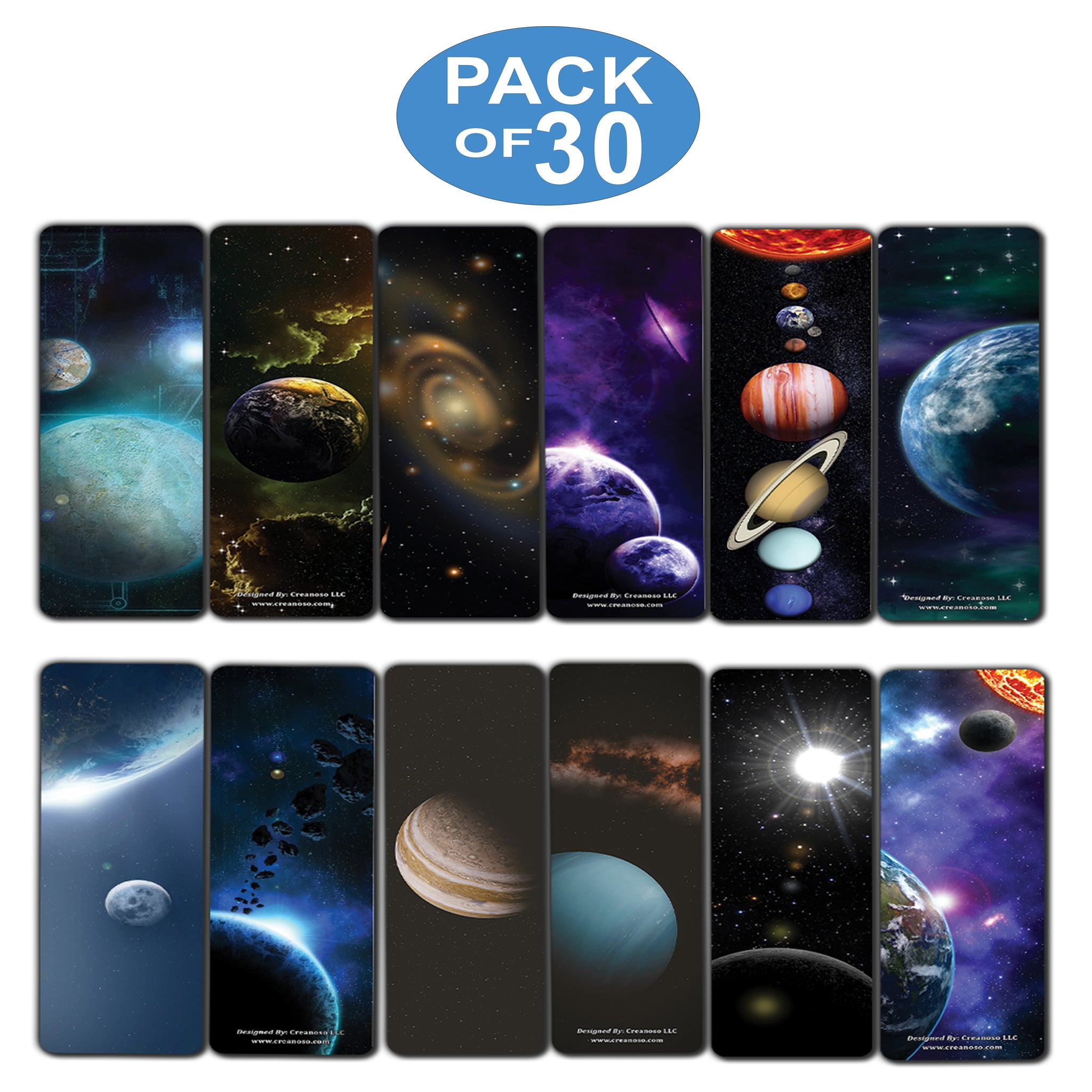 Cosmos Outer Space Futuristic Universe Galaxy Bookmarks (30-Pack) â€“ Bulk Pack Set Page Markers