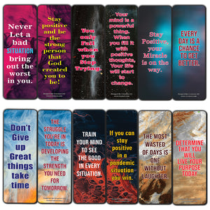 Encouraging Positive Quotes During Pandemic Series 2 Bookmarks (12-Pack) - Awesome Bookmarks Collection  Cool Stocking Stuffers for Men Women - Gift Token Rewards Incentives for Bookworms