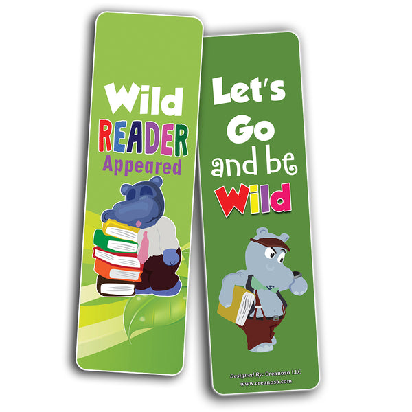 Creanoso Hippo Cute Animal Theme Bookmarks for Kids (12-Pack) Stocking Stuffers Gift for Boys & Girls, Teens  Book Reading Rewards Gifts Incentive  Great Giveaways for Children Page Clippers
