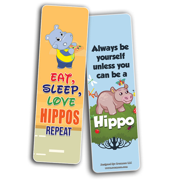Creanoso Hippo Cute Animal Theme Bookmarks for Kids (12-Pack) Stocking Stuffers Gift for Boys & Girls, Teens  Book Reading Rewards Gifts Incentive  Great Giveaways for Children Page Clippers