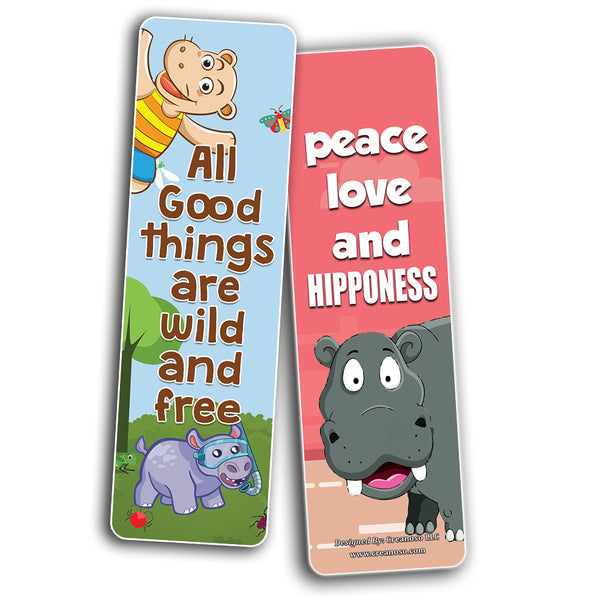 Creanoso Hippo Cute Animal Theme Bookmarks for Kids (12-Pack) Stocking Stuffers Gift for Boys & Girls, Teens  Book Reading Rewards Gifts Incentive  Great Giveaways for Children Page Clippers