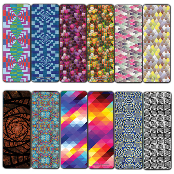 Creanoso Colorful Patterns Optical Bookmarks Series 1 (12-Pack) â€“ Premium Gifts Bookmarks for Bookworms