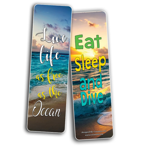 Creanoso Diving Ocean Quotes Bookmarks (12-Pack) â€“ Party Bulk Card â€“ Epic Collection Set Book Page