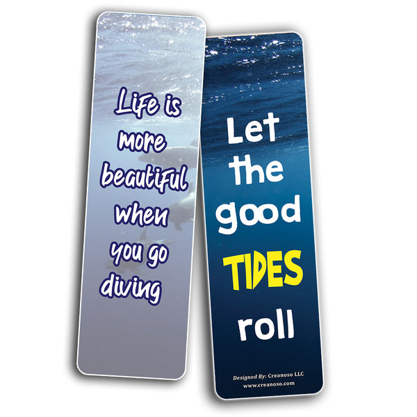 Creanoso Diving Ocean Quotes Bookmarks (12-Pack) â€“ Party Bulk Card â€“ Epic Collection Set Book Page