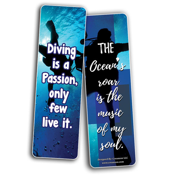 Creanoso Diving Ocean inspiring Quotes Bookmarks (60-Pack) Ã¢â‚¬â€œ Awesome Bulk Book Markers for Bookworm